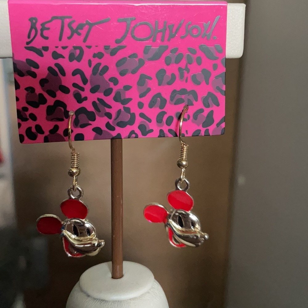 Betsey Johnson Mickey Dangle Earrings New - Picture 4 of 6